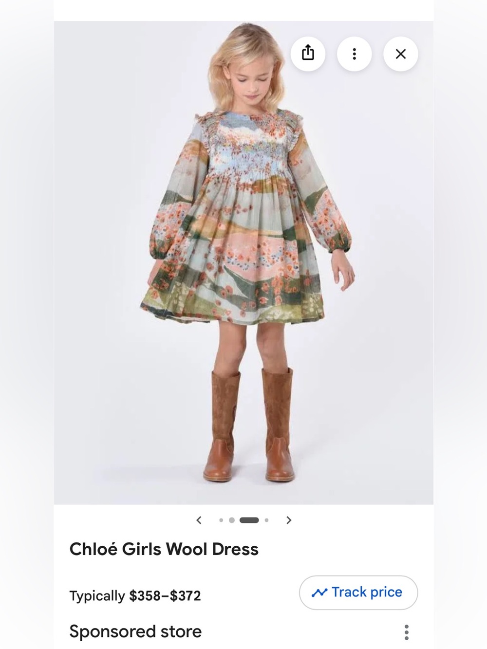 Chloe Girls Floral Print Dress in Green, Pink and Blue